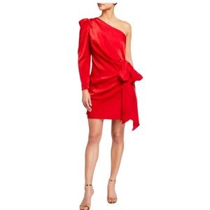 🆕 Aidan Maddox - CLASSIC RED One sided mini wrap dress with bow